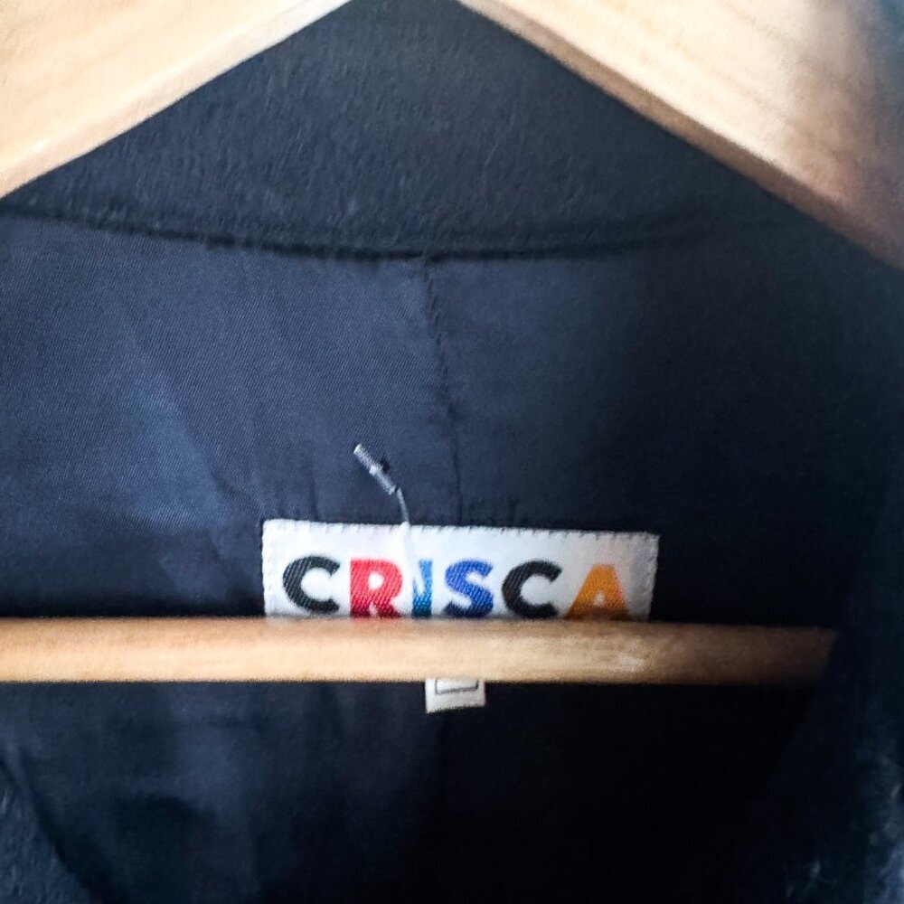 Vintage Crisca Navy Blue Wool Cropped Gold Button Jacket S/M - Picture 4 of 7
